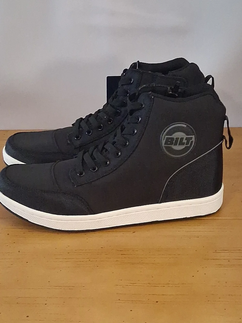 Bilt Biker Men's Black High-Top Lace Sneakers with White Cupsole